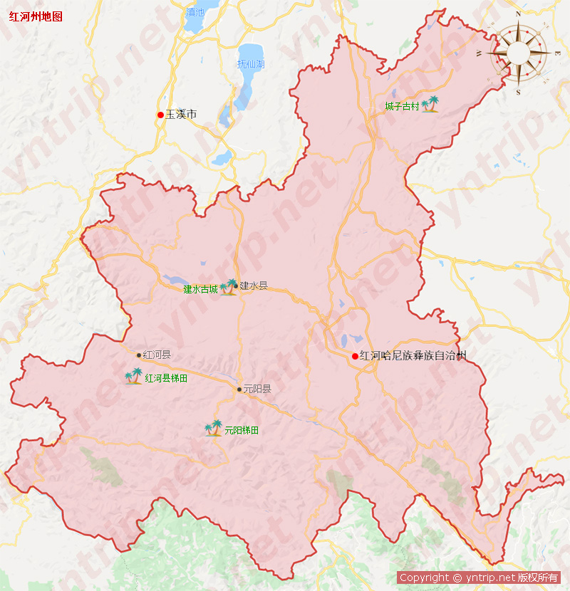 红河元阳旅游地图