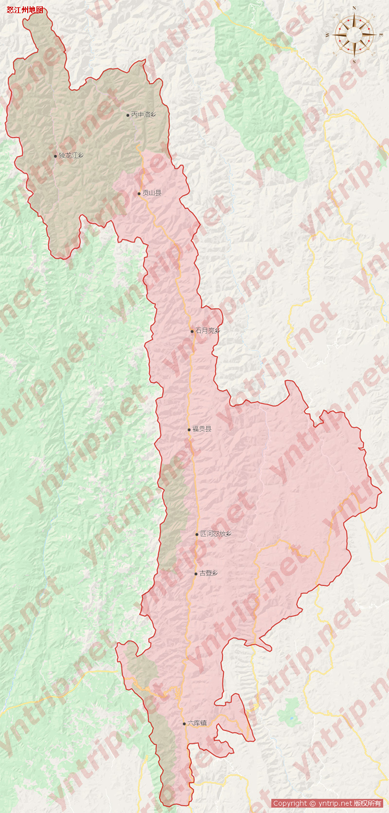 怒江旅游地图